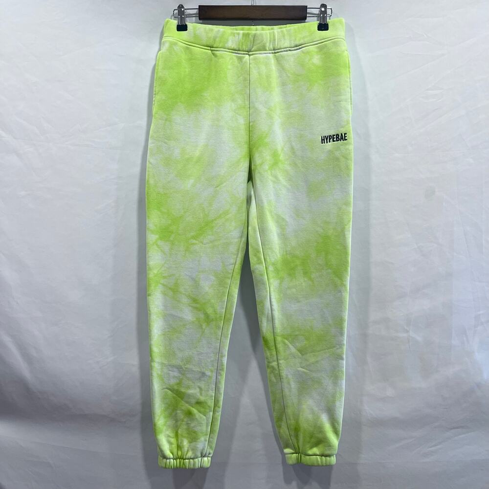 HYPEBAE Tie Dye Lime‎ Green Jogger Sweatpants Size Small